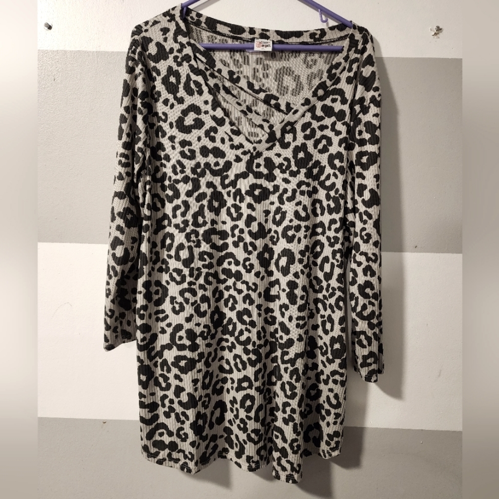 Zig Zag Stripe Leopard Top XXL